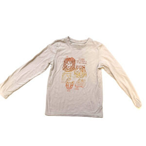 Cat & Jack Shirt Youth Medium 8/10 Beige Felidae Big Cat Graphic Long Sleeve Top
